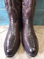 11 D ⭐ El Dorado Boots ⭐ Ostrich Leg HUGE SCALES Brown Exotic Cowboy Like /no͞o/ picture