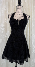 Vintage 90s Zum Zum Black Prom Homecoming Halter Dress 3/4 NWT USA Sparkle Flock picture