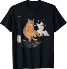 Funny Shirts for Men and Women 2 Smoking Cats Drinking Beer Meme Tees T Shirts picture