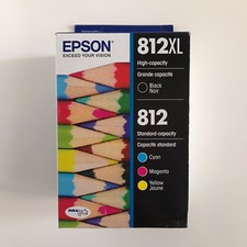 2027 Genuine Epson Ink 4 Pk T812XL-BCS 812XL High Yield Black 812 CMY OEM No Box picture