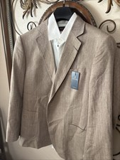 STAFFORD Classic fit Mens Blazer Sport Coat 2-Button Suit Jacket 44 R Beige NEW picture