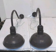 Pair of 32 inch Industrial Lights Gooseneck Barn Lights Steel Lighting Company picture