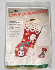 DIY Bucilla Christmas Needlecraft Jeweled Stocking Kit 1869 USA Vintage 1974 NEW picture