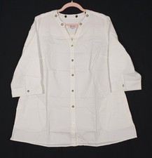 D & C Denim Company Blouse Shirt Button 3/4 sleeve Natural Color Size 1X Womens picture
