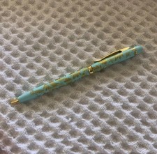 Waldorf Astoria Gorgeous Turquoise Blue W/Plated Gold Writing Pen Authentic  picture