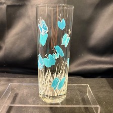 Vintage Georges Briard Turquoise Butterfly Highball Glass MCM Barware Signed picture