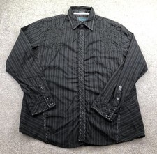 Roar Shirt Mens 2XL Black Stripe Long Sleeve Western Snap Embroidered Signature picture