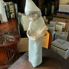 Lladro 4211 D Figurine Glossy Porcelain Spain Hand Painted Girl White Blue picture