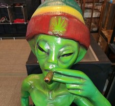 UnPainted 420 Space Alien Smoking Statue Blank Full Aluminum Cast Heavy  picture