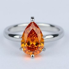 RARE 6.55 Ct Flame Orange Diamond Solitaire Ring, in 925 Silver, Certified picture