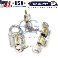 3Set Acrylic CLEAR Practice Lock Transparent Cutaway Pin Tumbler Lock picture