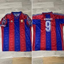 VINTAGE FC BARCELONA 1995-1997 SHIRT FOOTBALL CAMISETA ronaldo #9 KAPPA  Size XL picture