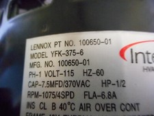 Lennox InterLink 100650-01 Furnace Blower Motor YFK-375-6  1075RPM 4SPD 115V picture