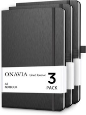 A5 Notebooks for Work, Lined Journal, 3 Pack, 160 Pages, Black | 80 Sheets, picture