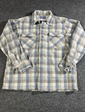 Vtg 70s Pendleton Wool Board Shirt Medium Shadow Plaid Ombre Tan Blue USA Loop picture