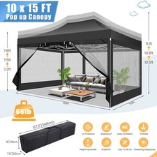 10x15FT Pop Up Canopy Commercial Gazebo Outdoor Instant Party Garden Screen Tent picture