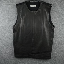 Public School New York Shirt Mens XL Black Lambskin Front Sleeveless Zip Vest picture