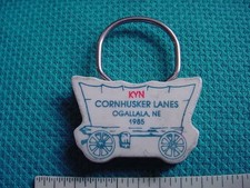 Vintage 1985 Cornhusker Lanes Bowling Alley Ogallala Nebr. Keychain Key Ring Fob picture