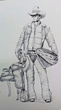 Original pen and ink of a cowboy picture