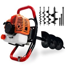 62cc Gas Post Hole Digger One Man Earth Auger Powerhead with 3 Bits picture