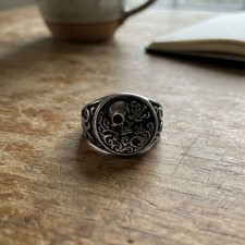 Mens Skull and Rose Stainless Ring Size 11 picture