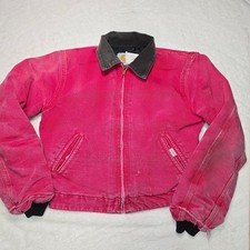 Vtg 90s Carhartt J0600 Pink Santa Fe Jacket Youth L Fits Cropped Adult XS Faded picture