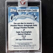 2026 Topps Pristine Cade Cunningham PRISTINE PIECES AUTO RELIC ORANGE /25 PPA-CC picture