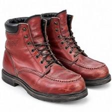 Red Wing 202 Mens 12 D Moc Toe Work Boots Leather EH Rated Made in USA Red Brown picture