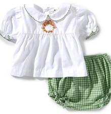 Petit Ami Baby Girl's Holiday Embroidered Fall Theme Wreath Dress Set-NB picture