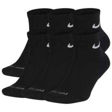 Nike Everyday  Cushion Ankle Drifit UNISEX  Socks, LARGE- Black- 6 Pair picture