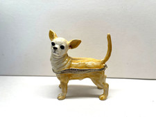 Jere Bejeweled Chihuahua Enamel Trinket Box 3” picture