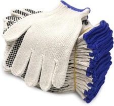 EvridWear Cotton Polyester String Knit Work Gloves With One Side Dots, 12 Pairs picture