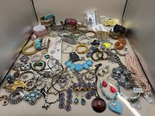 Large Mixed Costume Jewelry Lot Bracelets Necklaces Earrings Brooches  picture