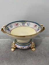 Antique Noritake Nippon Porcelain 2-Pc Centerpiece Bowl & Lion Paw Footed Base picture