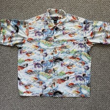 Vintage 1993 Pataloha Patagonia Fly Fishing Hawaiian Shirt Size L picture