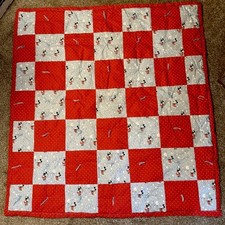 Handmade Disney Mickey Mouse Red/Blue/White Quilted Crib Quilt picture
