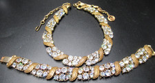 LISNER Sparkling Ice Rhinestone Golden Vintage Necklace Bracelet Set picture