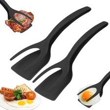 New 2 in 1 Grip Flip Spatula Tongs Egg Flipper Spatula Nylon Non Stick Coating picture
