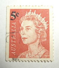 1966 FOUR CENTS IS FIVE CENTS AUSTRALIA STAMP WITH QUEENS HEAD picture