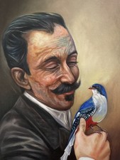 Pintura d Jose Marti acrylic canvas fine art realism 18x24” picture