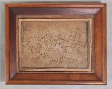 FRANZ UNTERBERGER Innsbruck Antique Austrian Hand Carved Limewood Battle Relief picture