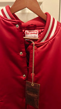 Supreme Men's Medium Red/White Satin Varsity Jacket picture
