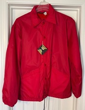 Vintage Pla-Jac by Dunbrooke Red Snap Faux Fleece Lined Jacket Hood Large NEW picture