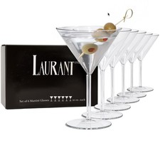 LAURANT Unbreakable Clear Tritan Plastic Martini Glasses 10 oz. Set 6 BPA Free picture