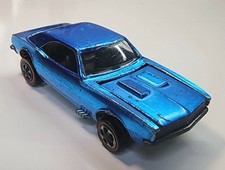 Vintage Hot Wheels Redline US Light Blue w/Brown Int. Custom Camaro 1/64 Diecast picture