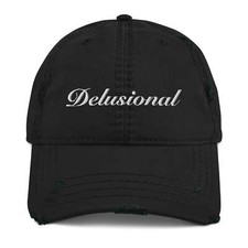 Delusional-Embroidered Unisex Distressed Baseball Cap-Adjustable Cotton Dad Hat picture