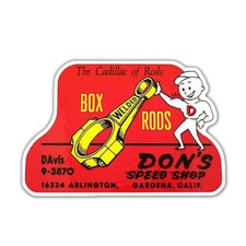 DON'S SPEED SHOP Old 1950's Vintage Sticker Decal picture