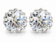 RARE 12.00 Ct Certified Diamond Solitaire Studs-Great luster & Sparkle- VIDEO picture