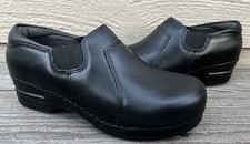 Dansko XP Women's 37 US 6.5-7 Black Leather Clogs Slip Resistant picture