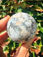 Natural Ocean Jasper Sphere Polished Crystal Ball Grey White Pink 256g 2.5in picture